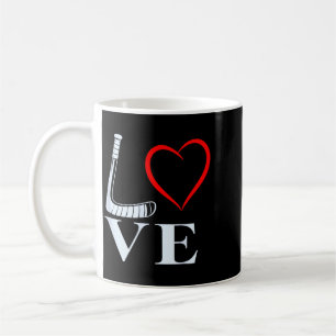 Taza De Café Gráfico de corazón de amor de hockey para fanático