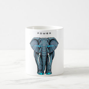 Taza De Café Gráfico de elefante estilizado con tema de poder