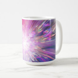Taza De Café Gráfico de explosión de energía rosa y azul neón a