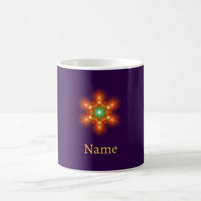 Taza De Café Gráfico de flor con brillo neón futurista (Centro)