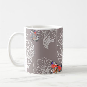 Taza De Café Gráfico de flores y mariposa, acuarela, patrón