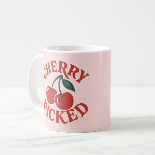 Taza De Café Gráfico de Frutas Retro de Moda Seleccionadas Rosa