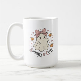 Taza De Café Gráfico de Halloween con lazo de fantasma lindo vi