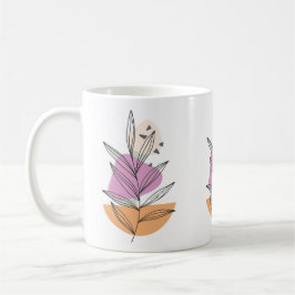 Taza De Café Gráfico de hoja moderna con fondo blanco