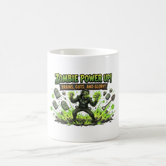 Taza De Café Gráfico de jugador de poder zombie (Centro)