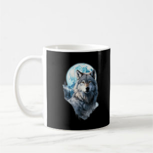 Taza De Café Gráfico de Lobo Lunar Aullando bajo la Noche de Lu