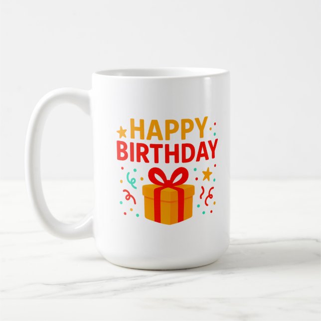 Taza De Café Gráfico de pastel de cumpleaños feliz (Izquierda)