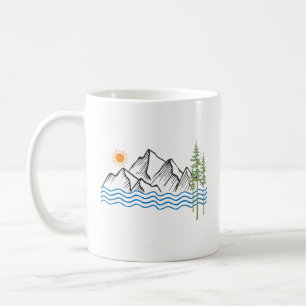Taza De Café gráfico de senderismo y camping en montañas
