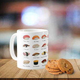 Taza De Café Gráfico de sushi de color de agua
