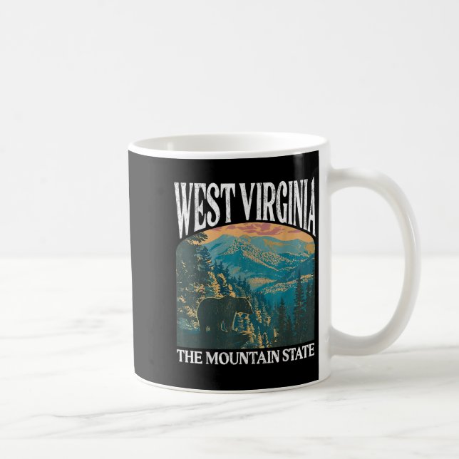 Taza De Café Gráfico de Virginia Retro Bear Mountain (Derecha)