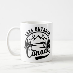 Taza De Café Gráfico escénico en negro y blanco del lago Ontari