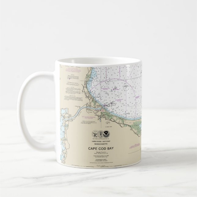 Taza De Café Gráfico Náutico de Cape Cod Bay 13246 (Izquierda)