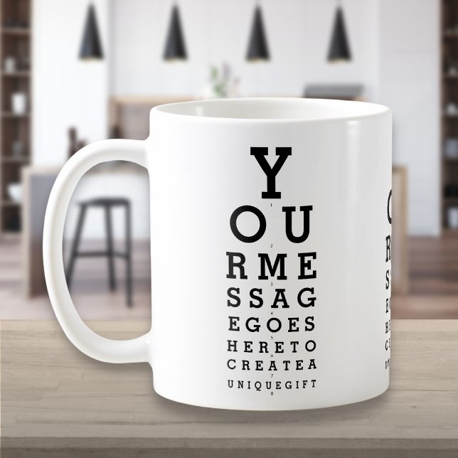 Taza De Café Gráfico óptico de visión visual personalizada de m (Personalized Message Fun Eye Sight Optician Chart Coffee Mug)