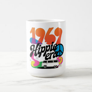 Taza De Café Gráfico Retro de la Era Hippie 1969 con Símbolo de