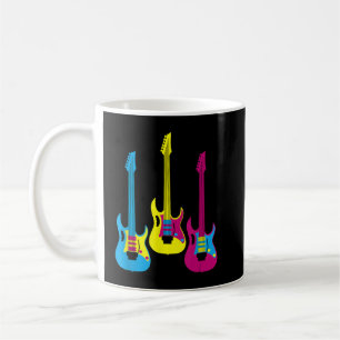 Taza De Café Gráfico Retro Multicolor CMYK de Guitarra Eléctric
