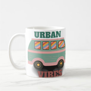 Taza De Café Gráficos Retro de Furgoneta con Vibraciones Urbana