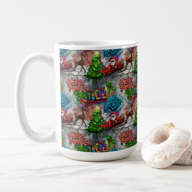 Taza De Café Grafiti de Navidad (Con donut)