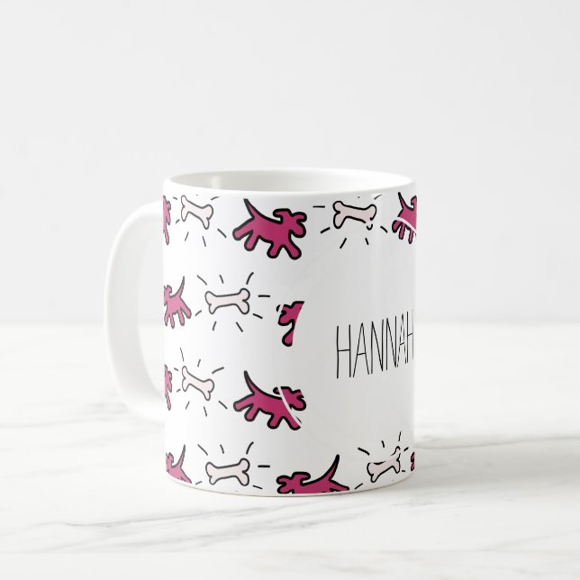 Taza De Café Grafiti rosa oscuro de perro con forma de grafiti  (Anverso izquierdo)