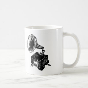 Taza De Café Gramófono Antiguo
