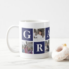 Taza De Café Grampa Mug, Collage de fotos azul de Guay
