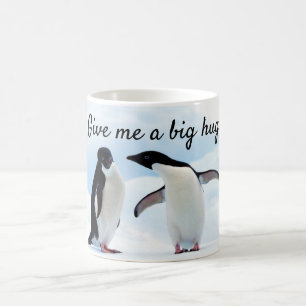 Taza De Café Gran abrazo al Pingüino en foto de hielo con texto