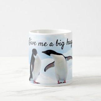 Taza De Café Gran abrazo al Pingüino en foto de hielo con texto