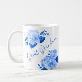 Taza De Café Gran Abuela Acuarela Floral Azul Rosa