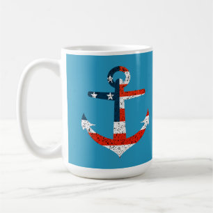 Taza De Café Gran Anclaje de Bandera de Estados Unidos
