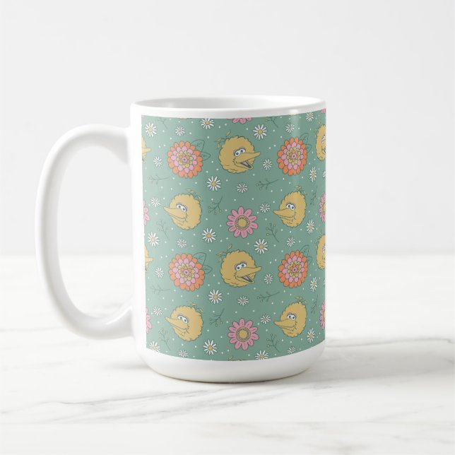Taza De Café Gran Bird | Patrón floral de buenos vibraciones (Izquierda)