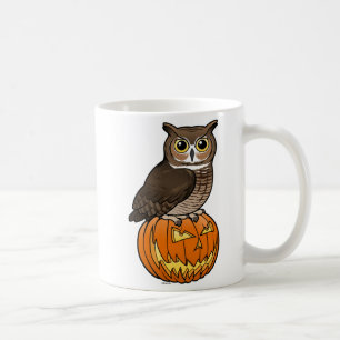 Taza De Café Gran búho de cuernos de Halloween