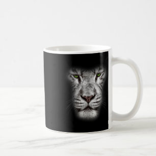 Taza De Café Gran cara de gato de león con ojos verdes oscuros