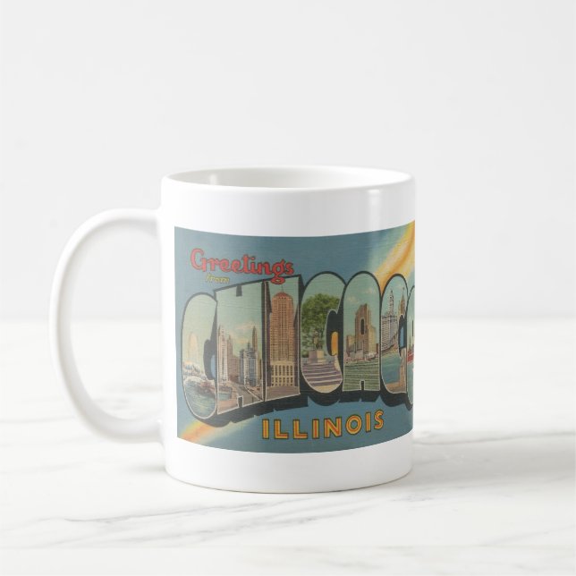 Taza De Café Gran Carta Chicago Postcard 1944 (Izquierda)