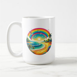 Taza De Café Gran cerámica arcoiris clásica