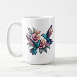 Taza De Café Gran cerámica clásica de colibrí y flor