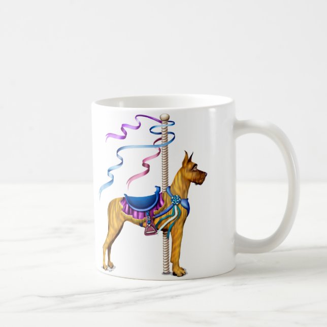 Taza De Café Gran Dane Brindle Carousel (Derecha)