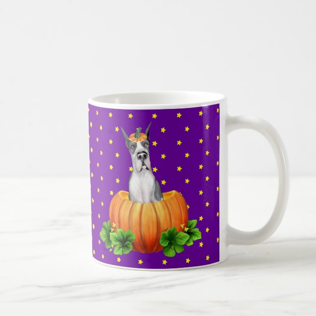 Taza De Café Gran Dane Halloween Mantle Dane-O-Lantern (Derecha)