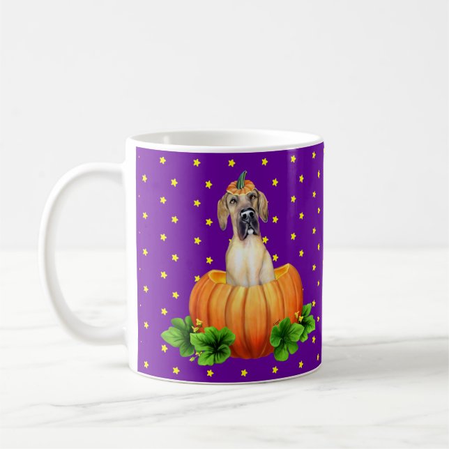 Taza De Café Gran Dane Halloween Mantle/Fawn Stars personalizad (Izquierda)