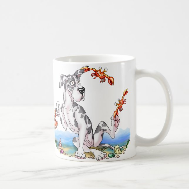 Taza De Café Gran Dane Kinda Crabby Harlequin UC (Derecha)