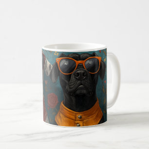 Taza De Café Gran Danés Con Corazón Rosas Día de San Valentín