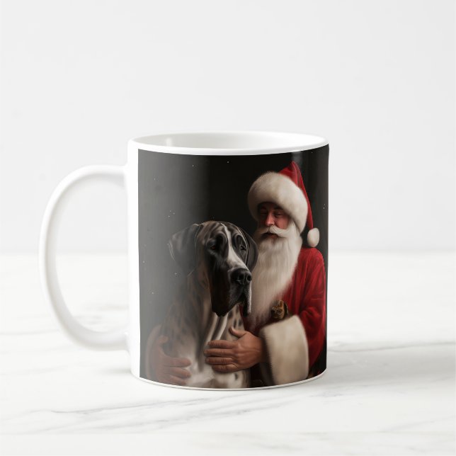 Taza De Café Gran danés con Navidades festivos de Santa Claus (Izquierda)