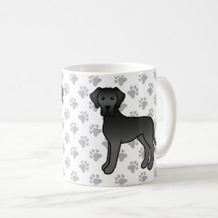 Taza De Café Gran Danés Negro Perro De Dibujos Animados Lindo
