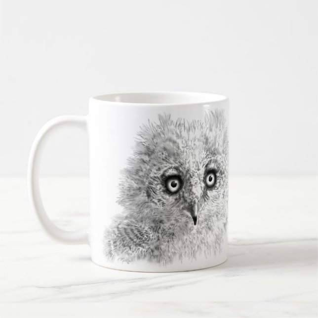 Taza De Café Gran dibujo de búho de cuerno (Izquierda)