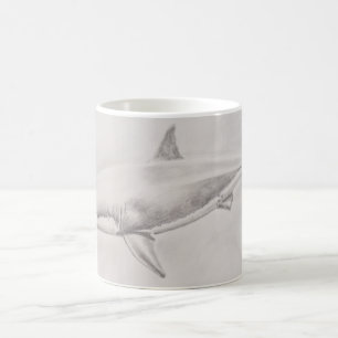 Taza De Café Gran dibujo de tiburón blanco