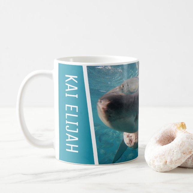 Taza De Café Gran foto de cierre de tiburón blanco (Con donut)