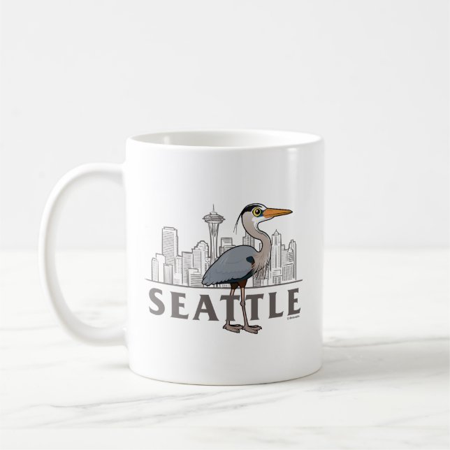 Taza De Café Gran garza azul del ave de Seattle City