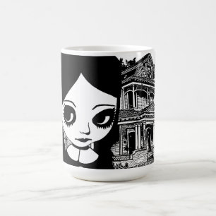 Taza De Café Gran Gótico chica Hunted House Arte original