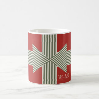 Taza De Café Gran lazo de cinta rayada roja