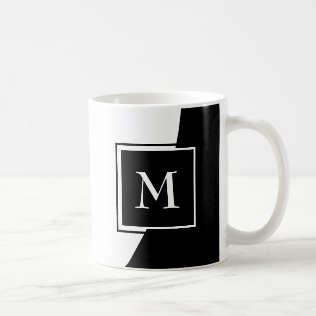 Taza De Café Gran monograma blanco y negro (Derecha)