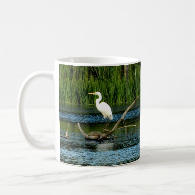 Taza De Café Gran Mug de Egret Blanco (Izquierda)