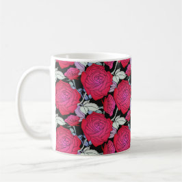 Taza De Café Gran negrita Rojas Rojas Fondo de Flor